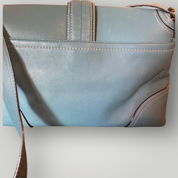 Coach Hamptons Leather Flap Crossbody Bag F11196 Blue Buckle Vintage Y2K - Picture 5 of 16